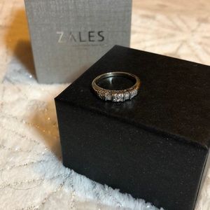 Zales Wedding Band in White Gold and Diamonds